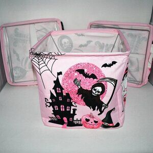 Clastyle Pink Halloween Storage Cube Bin, Set of 3 Kids Toy Organizer, 11.8", NW